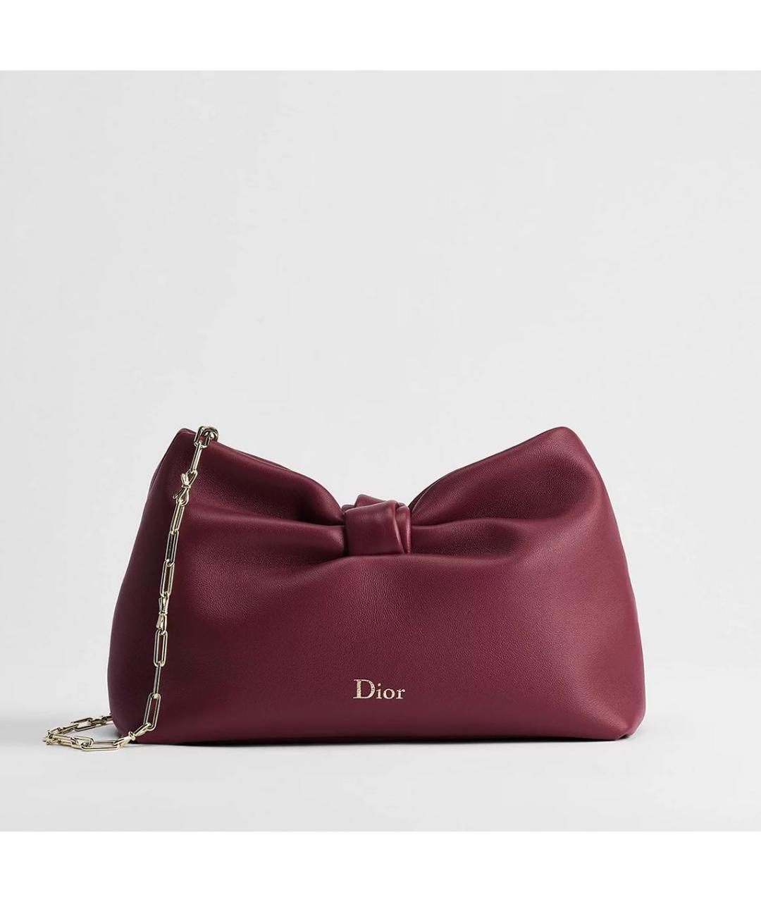 CHRISTIAN DIOR Бордовая кожаная сумка через плечо, фото 5