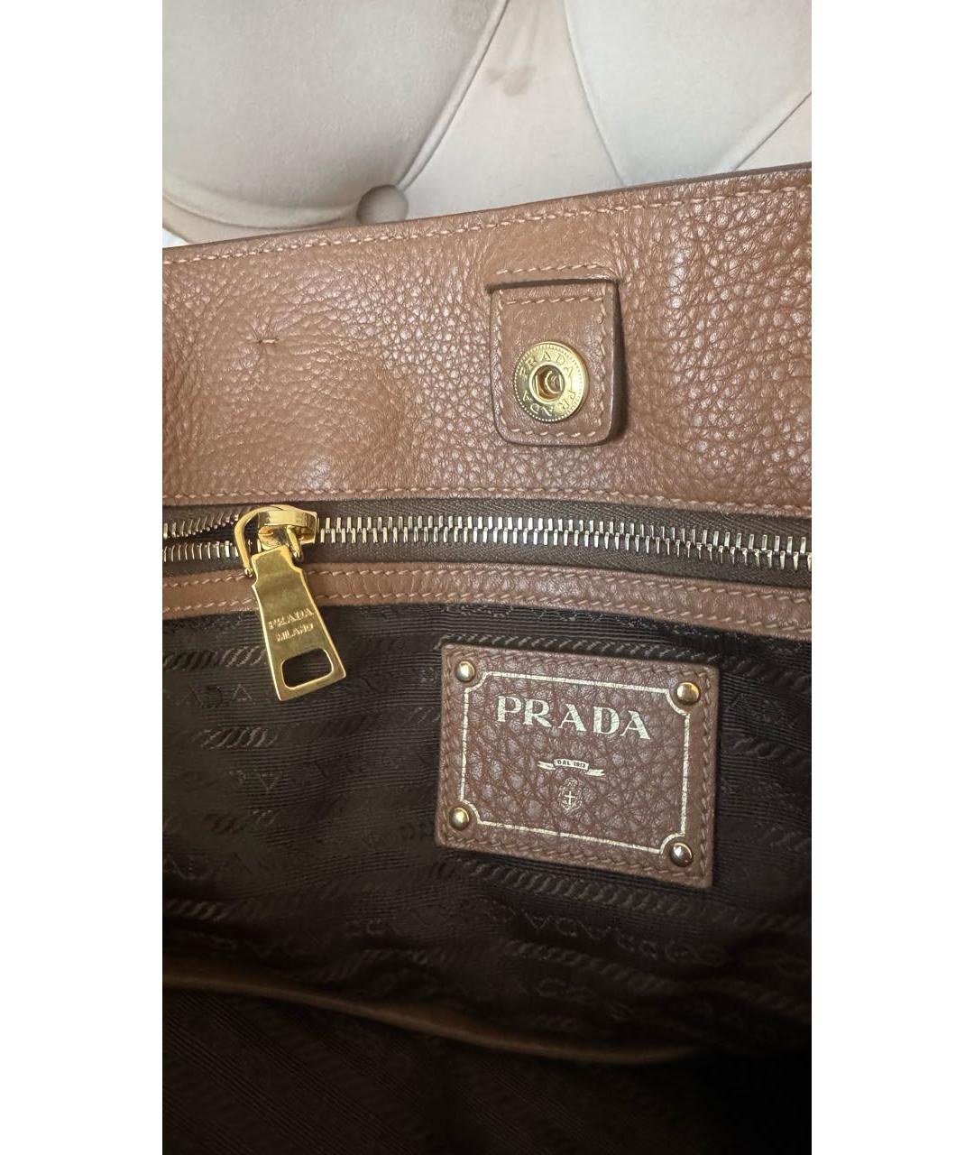 PRADA Коричневая кожаная сумка с короткими ручками, фото 8