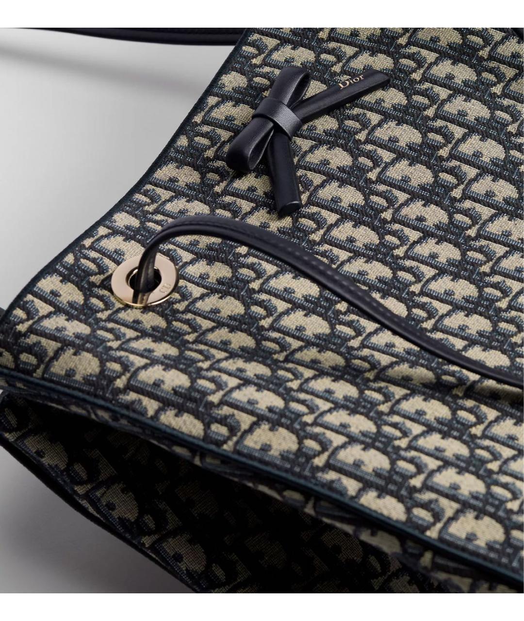 CHRISTIAN DIOR Темно-синяя жаккардовая сумка тоут, фото 4