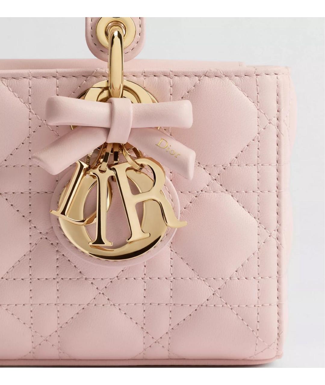 CHRISTIAN DIOR Розовая кожаная сумка с короткими ручками, фото 5