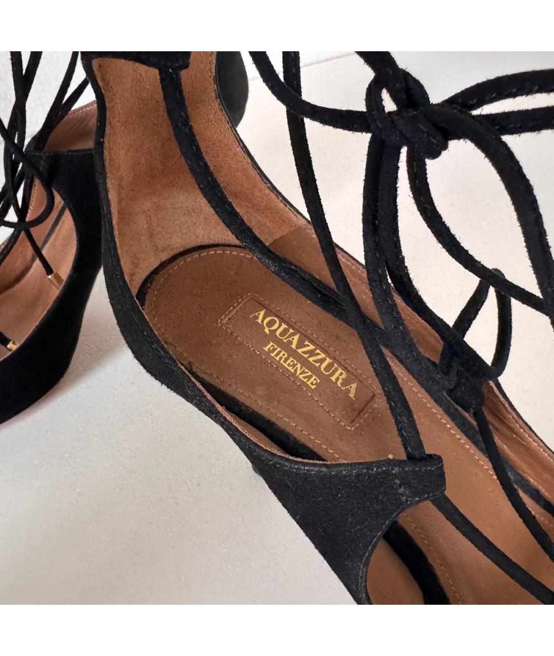 AQUAZZURA Черные замшевые туфли, фото 6