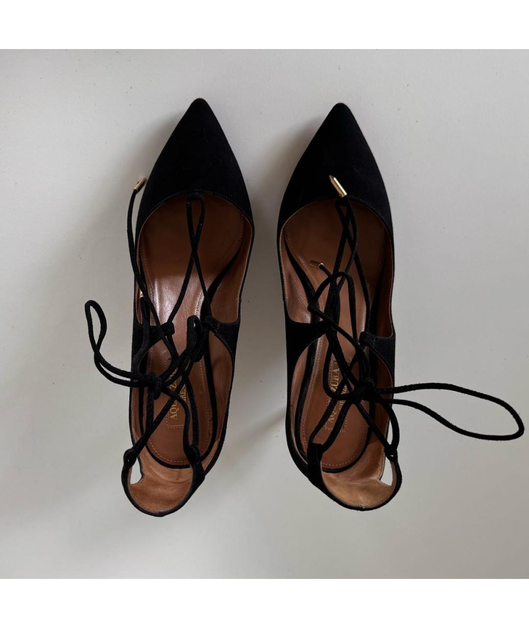 AQUAZZURA Черные замшевые туфли, фото 3