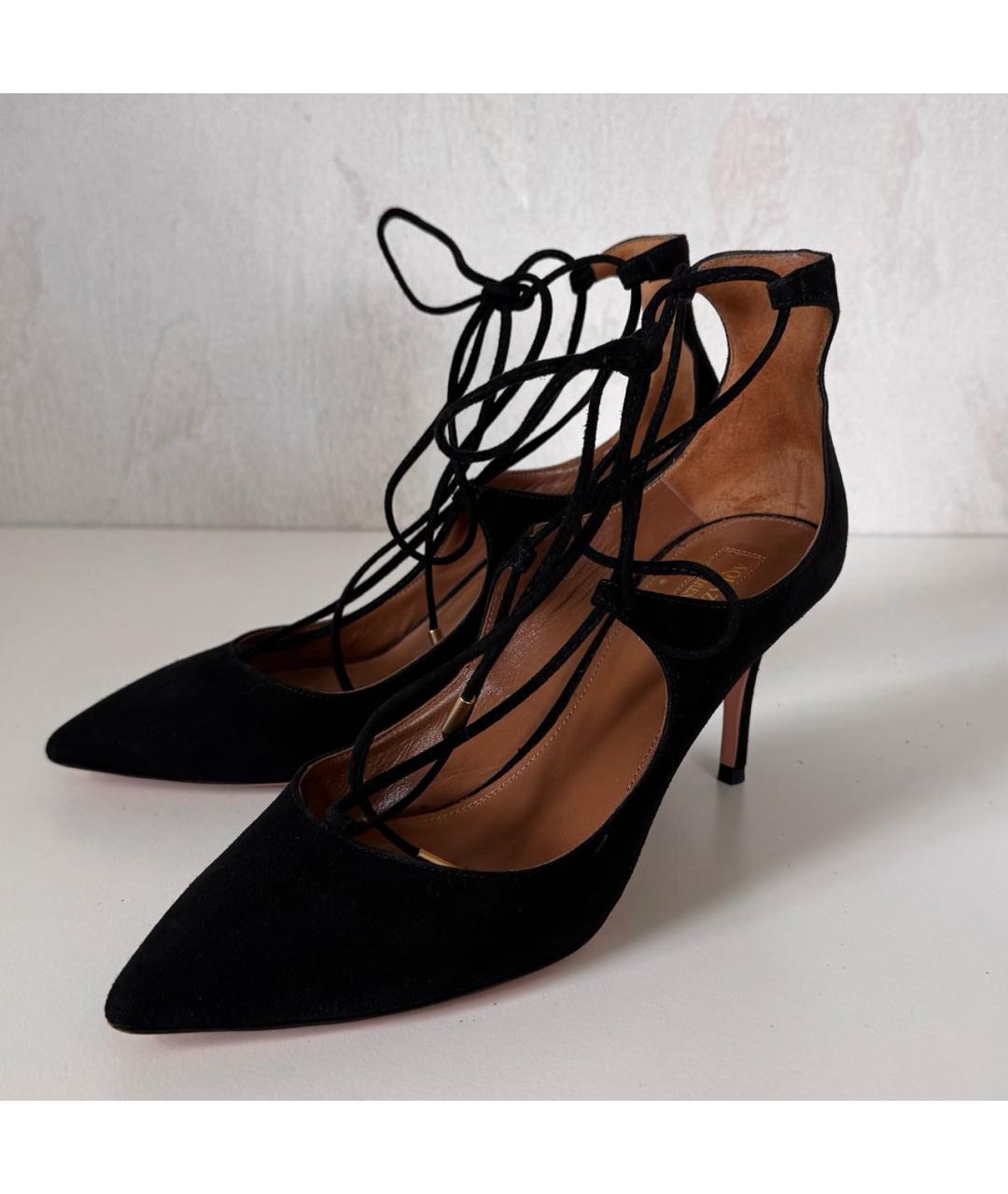 AQUAZZURA Черные замшевые туфли, фото 5