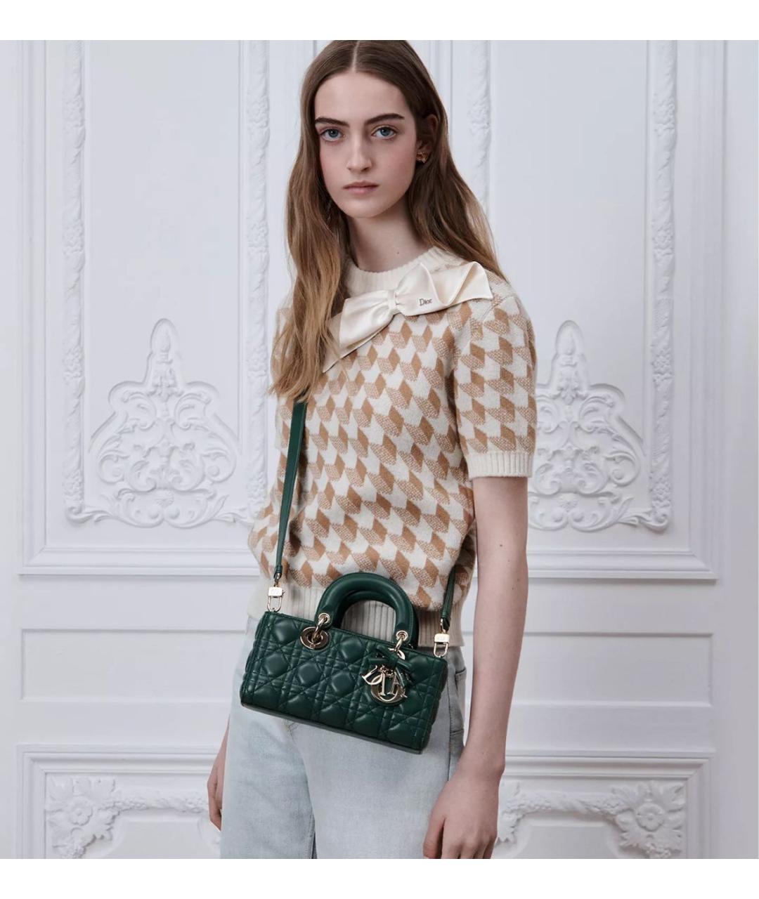 CHRISTIAN DIOR Зеленая кожаная сумка с короткими ручками, фото 3