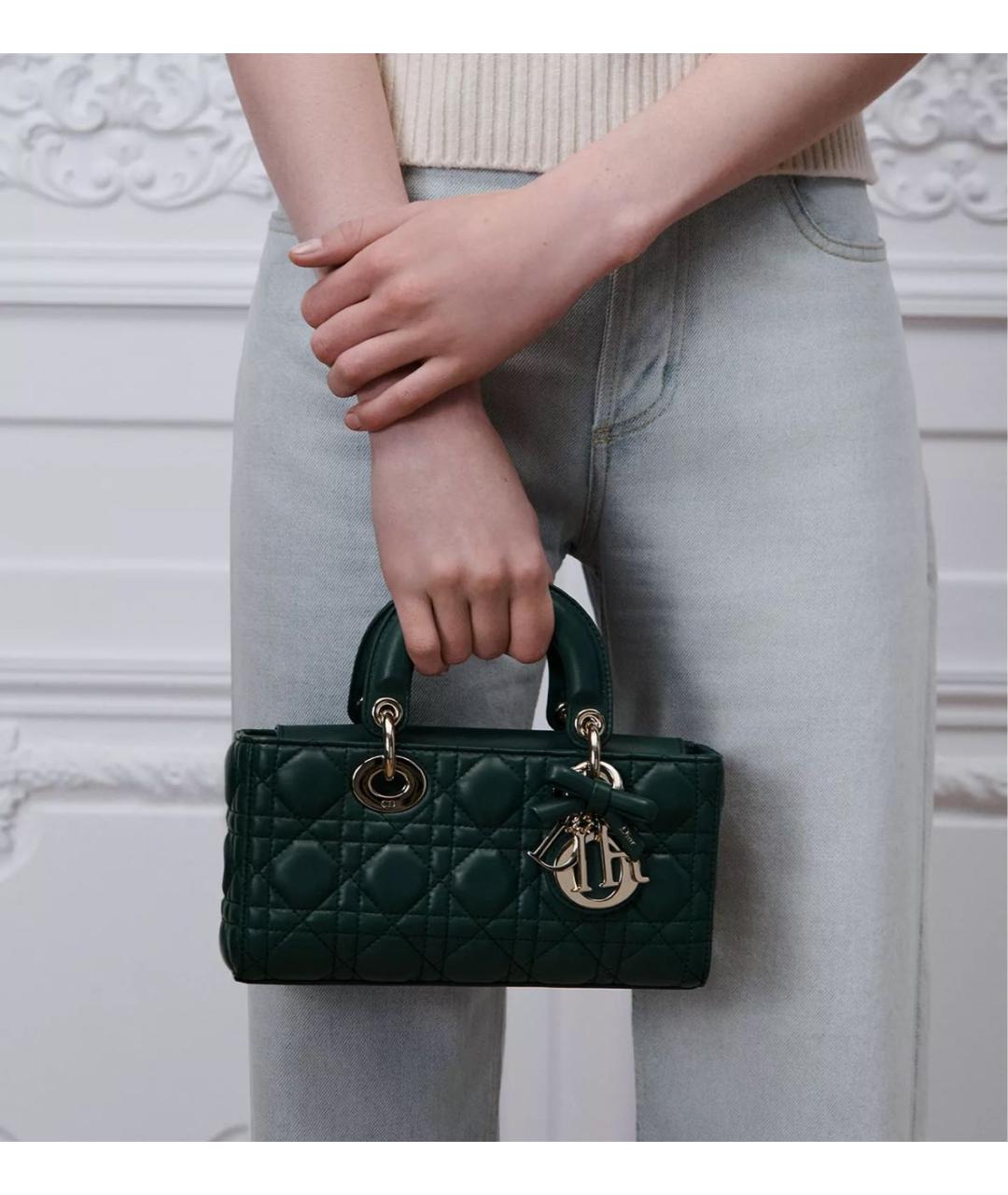 CHRISTIAN DIOR Зеленая кожаная сумка с короткими ручками, фото 4