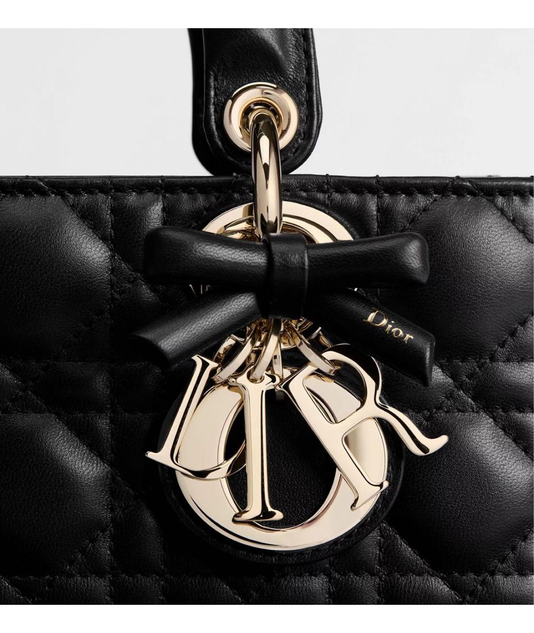 CHRISTIAN DIOR Черная кожаная сумка с короткими ручками, фото 5