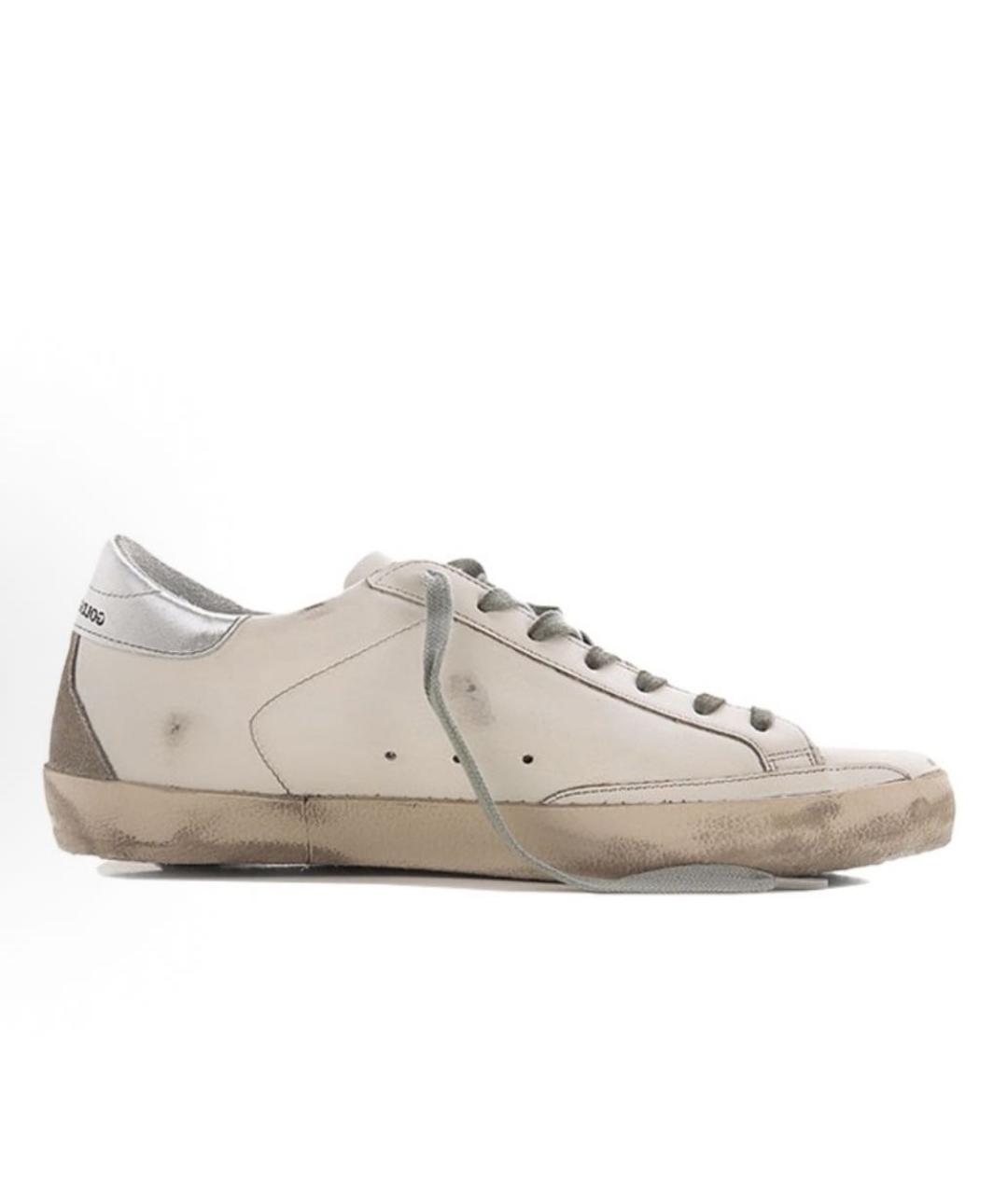 GOLDEN GOOSE Белые кожаные низкие кроссовки / кеды, фото 2