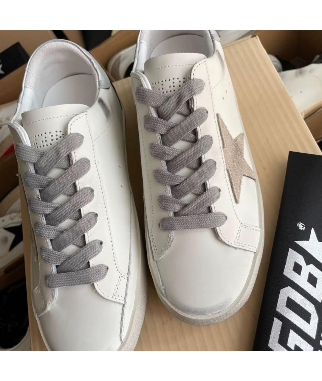 GOLDEN GOOSE Белые кожаные низкие кроссовки / кеды, фото 6