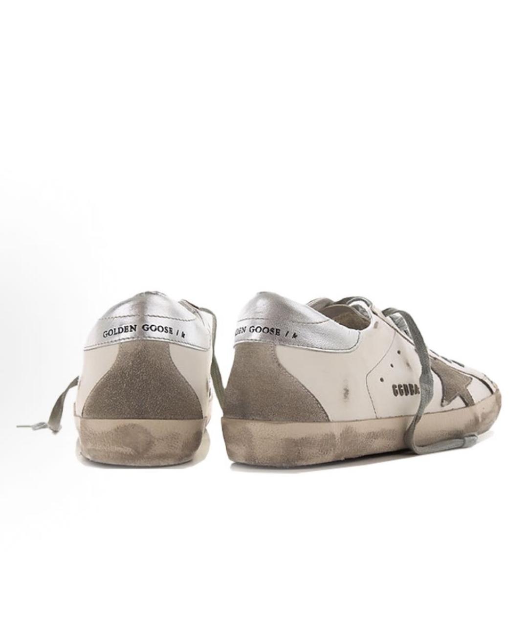 GOLDEN GOOSE Белые кожаные низкие кроссовки / кеды, фото 4