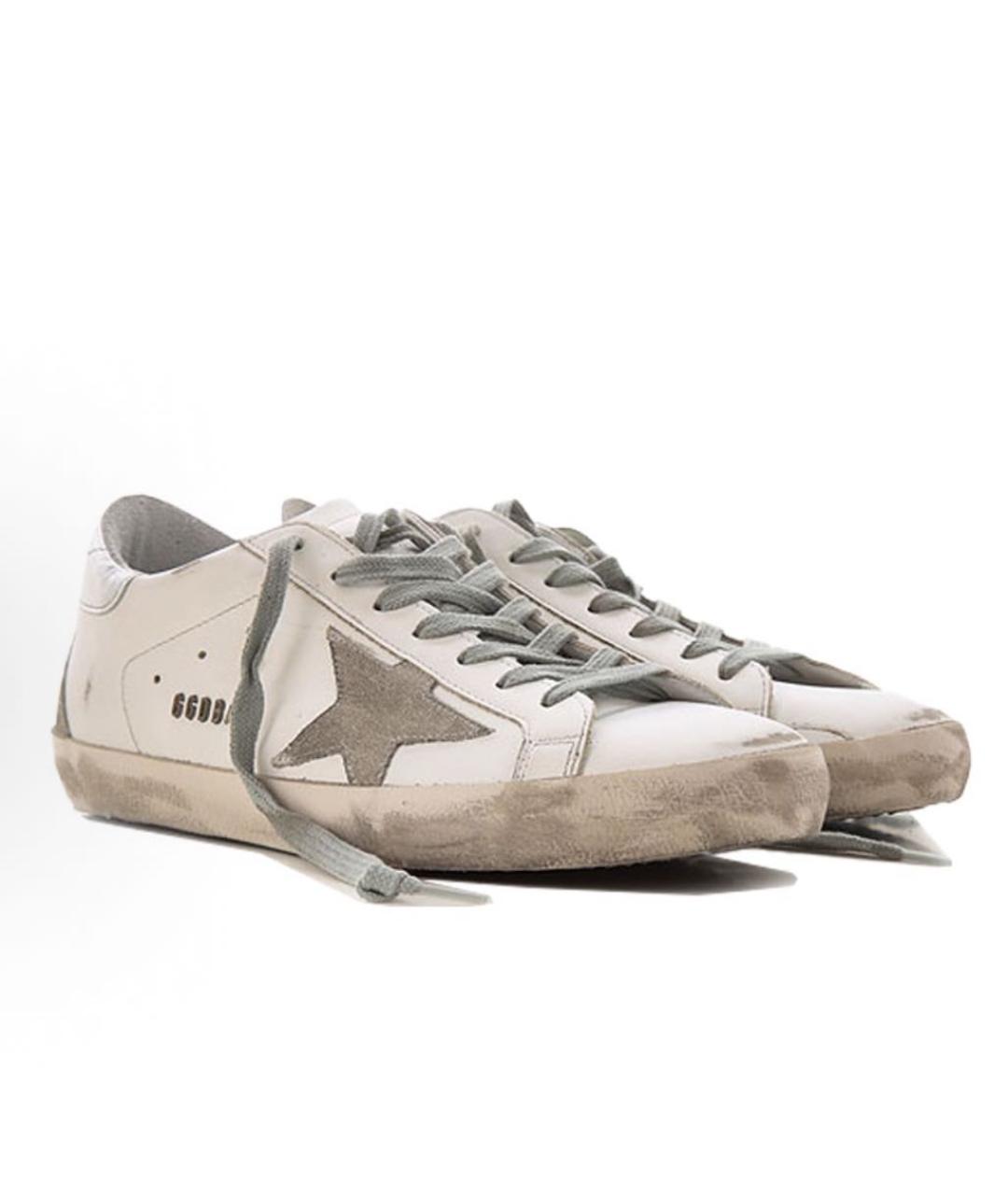GOLDEN GOOSE Белые кожаные низкие кроссовки / кеды, фото 3