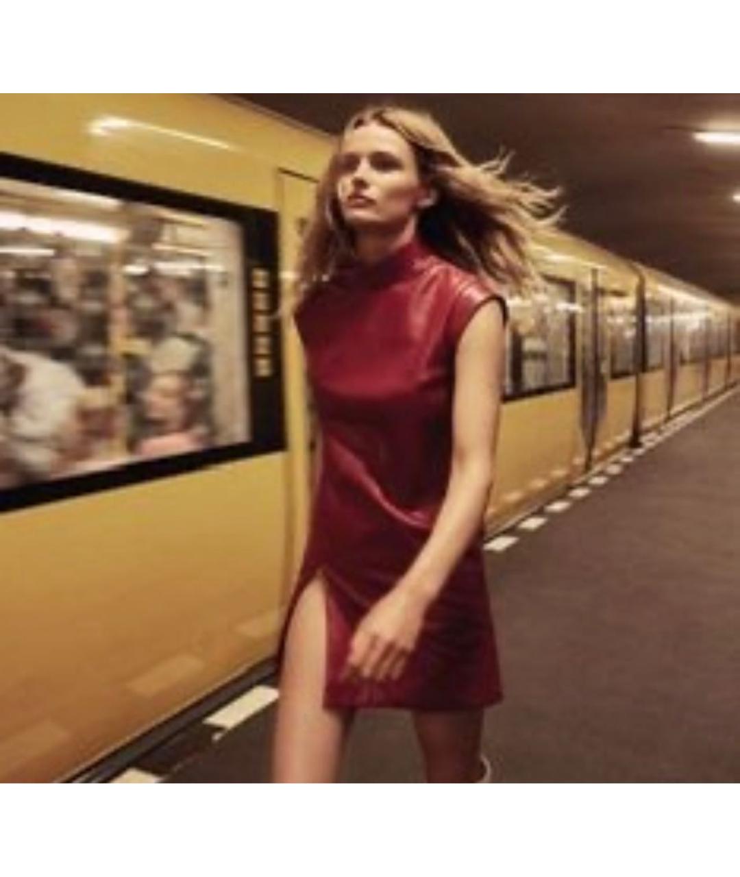 MIU MIU Красное кожаное повседневное платье, фото 5