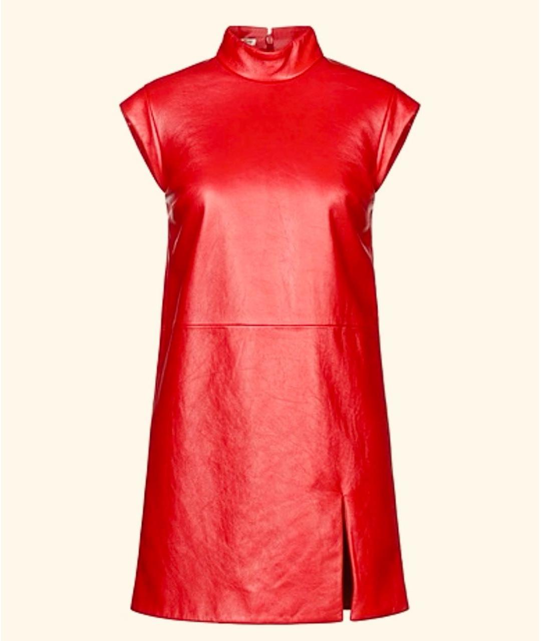MIU MIU Красное кожаное повседневное платье, фото 9