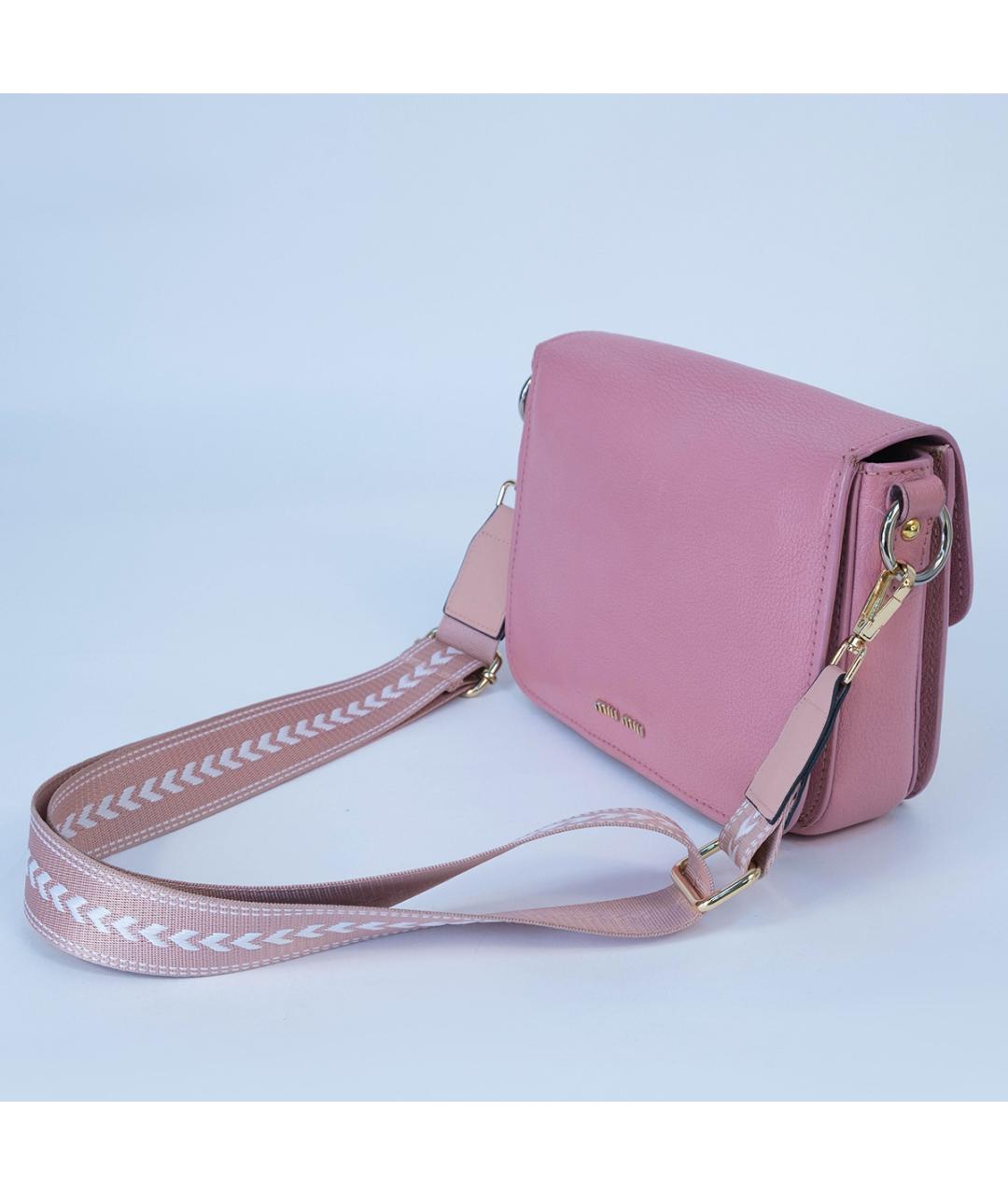 MIU MIU Розовая кожаная сумка через плечо, фото 4