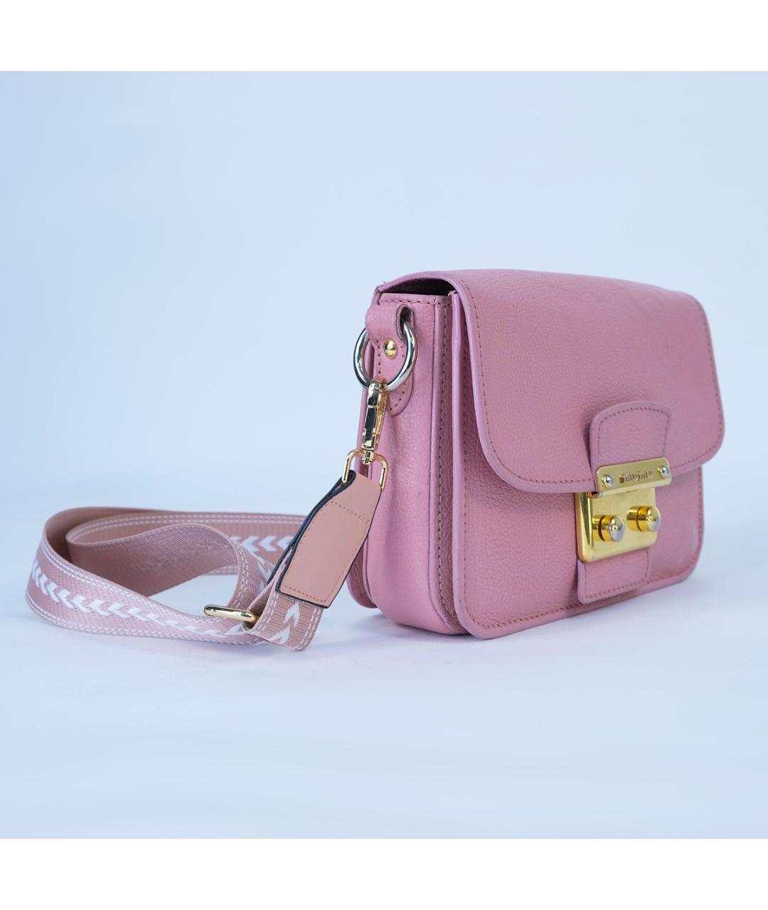 MIU MIU Розовая кожаная сумка через плечо, фото 3
