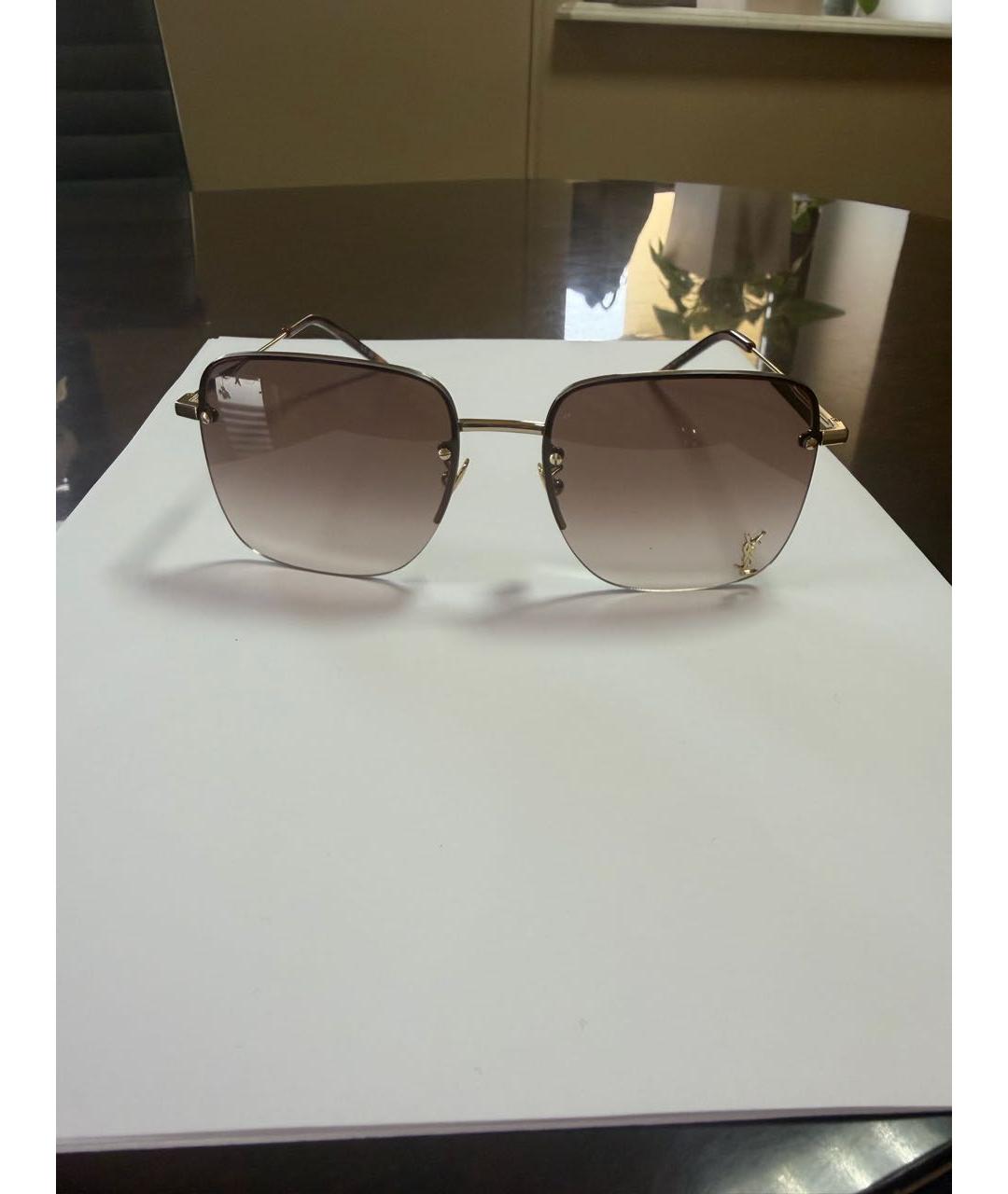 SAINT LAURENT Антрацитовые металлические солнцезащитные очки, фото 6