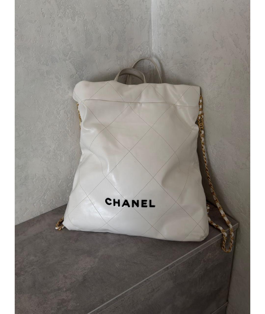 CHANEL Белый кожаный рюкзак, фото 8
