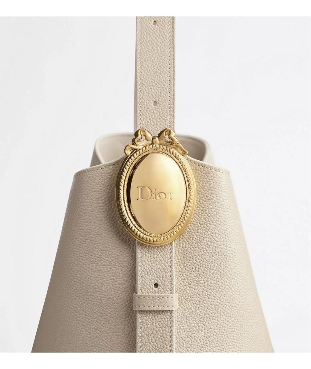 CHRISTIAN DIOR Бежевая кожаная сумка через плечо, фото 4