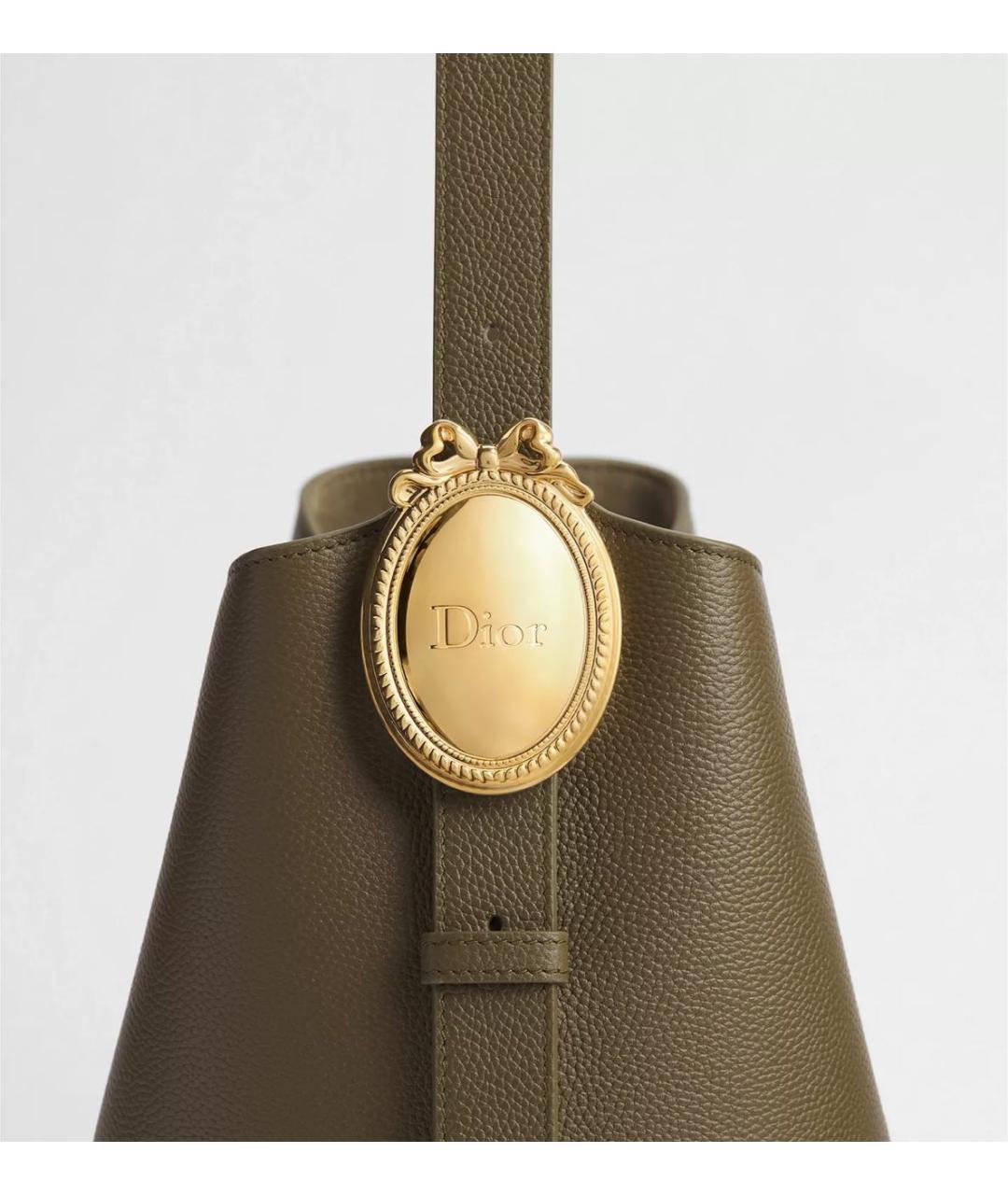 CHRISTIAN DIOR Хаки кожаная сумка через плечо, фото 4