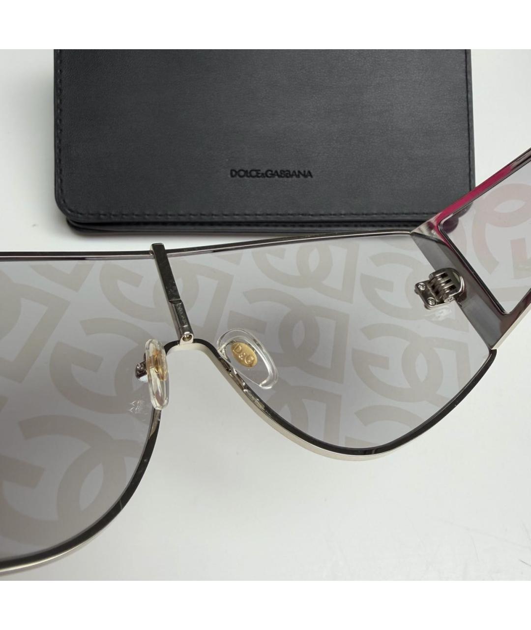 DOLCE&GABBANA Серебряные металлические солнцезащитные очки, фото 3