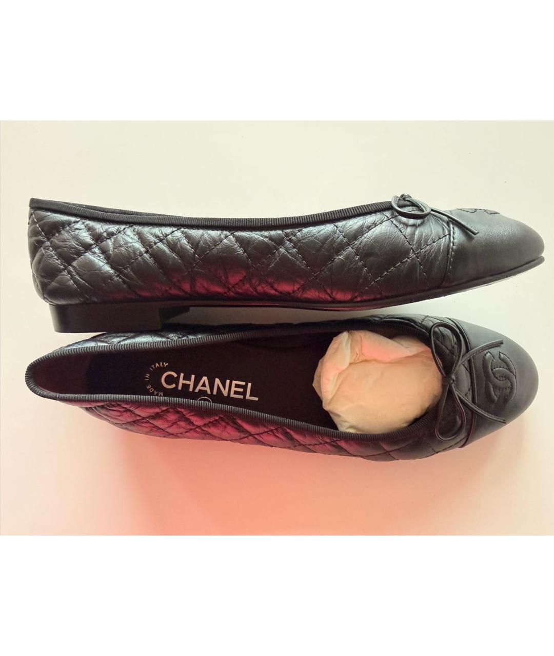 CHANEL Черные кожаные балетки, фото 5