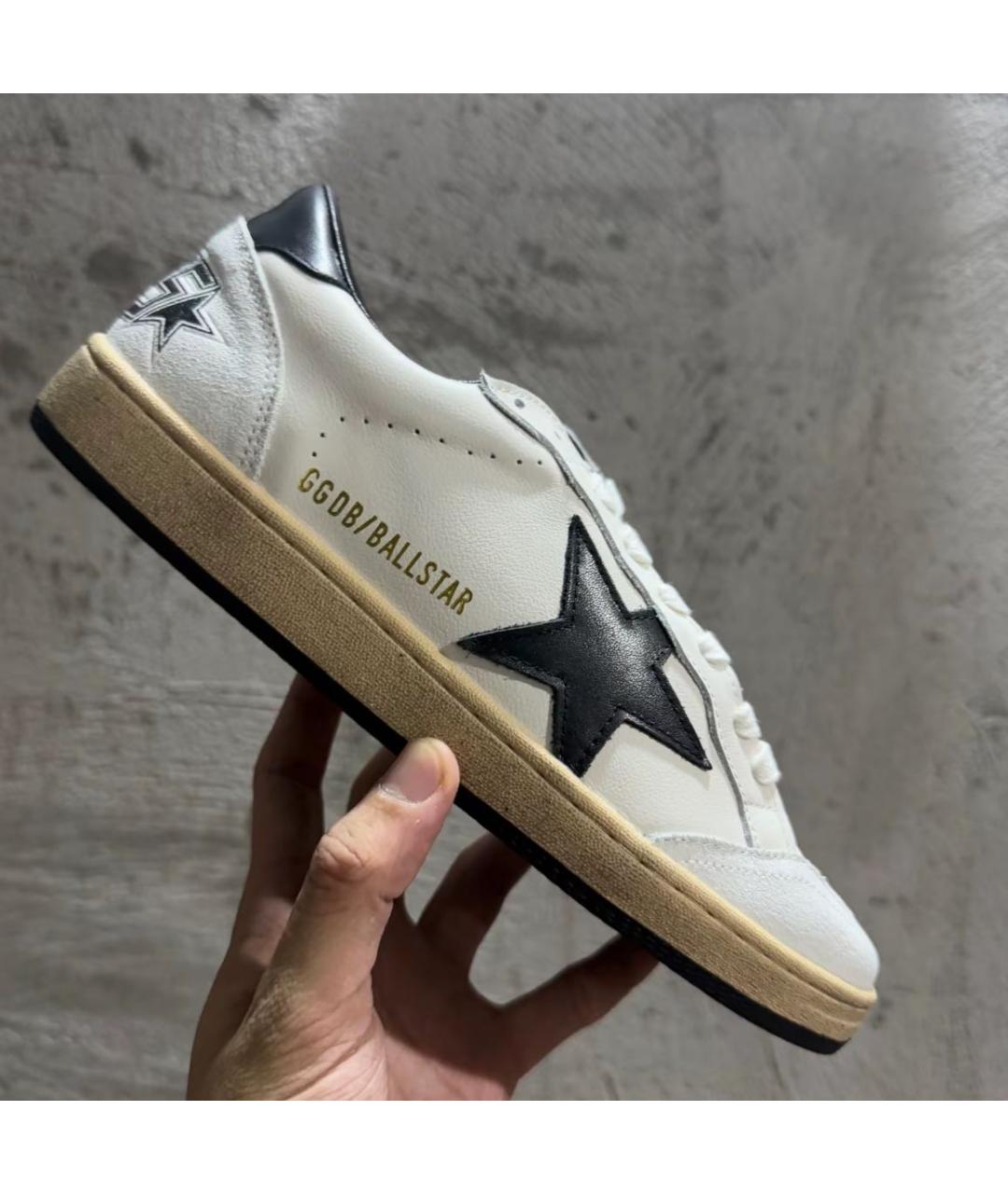 GOLDEN GOOSE Белые кожаные низкие кроссовки / кеды, фото 5