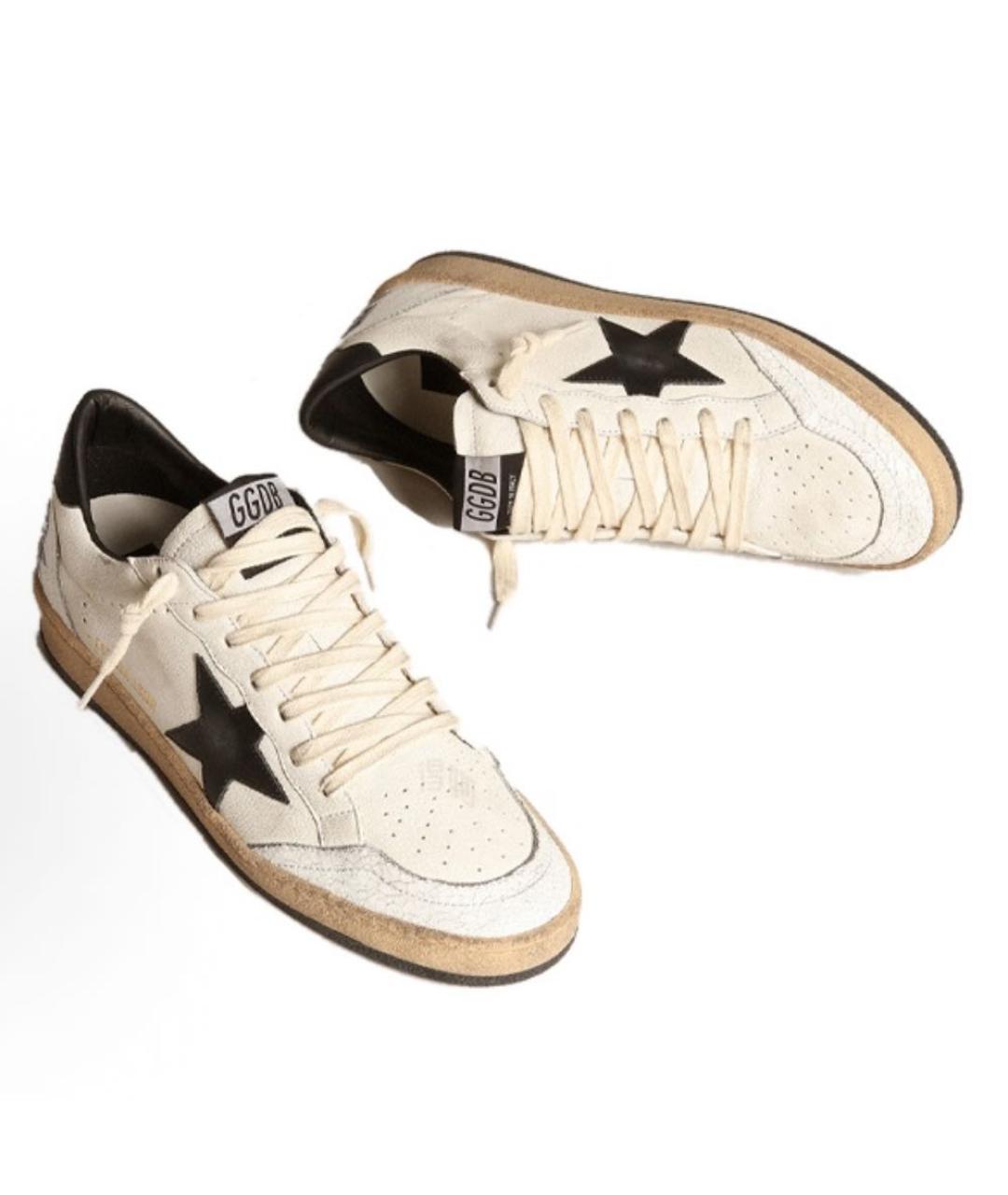 GOLDEN GOOSE Белые кожаные низкие кроссовки / кеды, фото 2