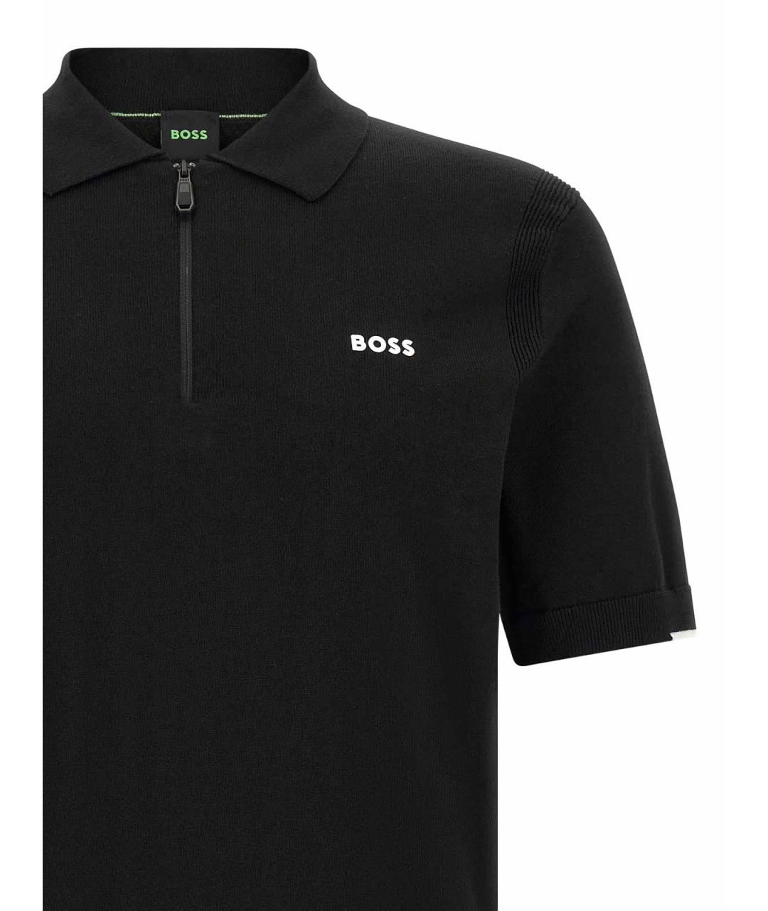 HUGO BOSS Черное хлопковое поло с коротким рукавом, фото 3