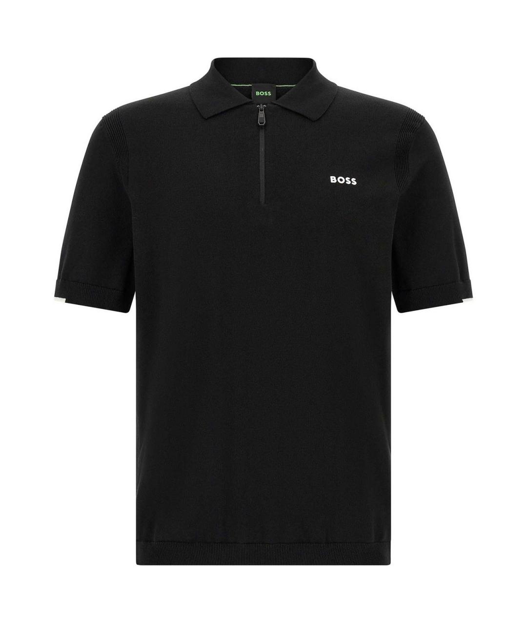 HUGO BOSS Черное хлопковое поло с коротким рукавом, фото 1
