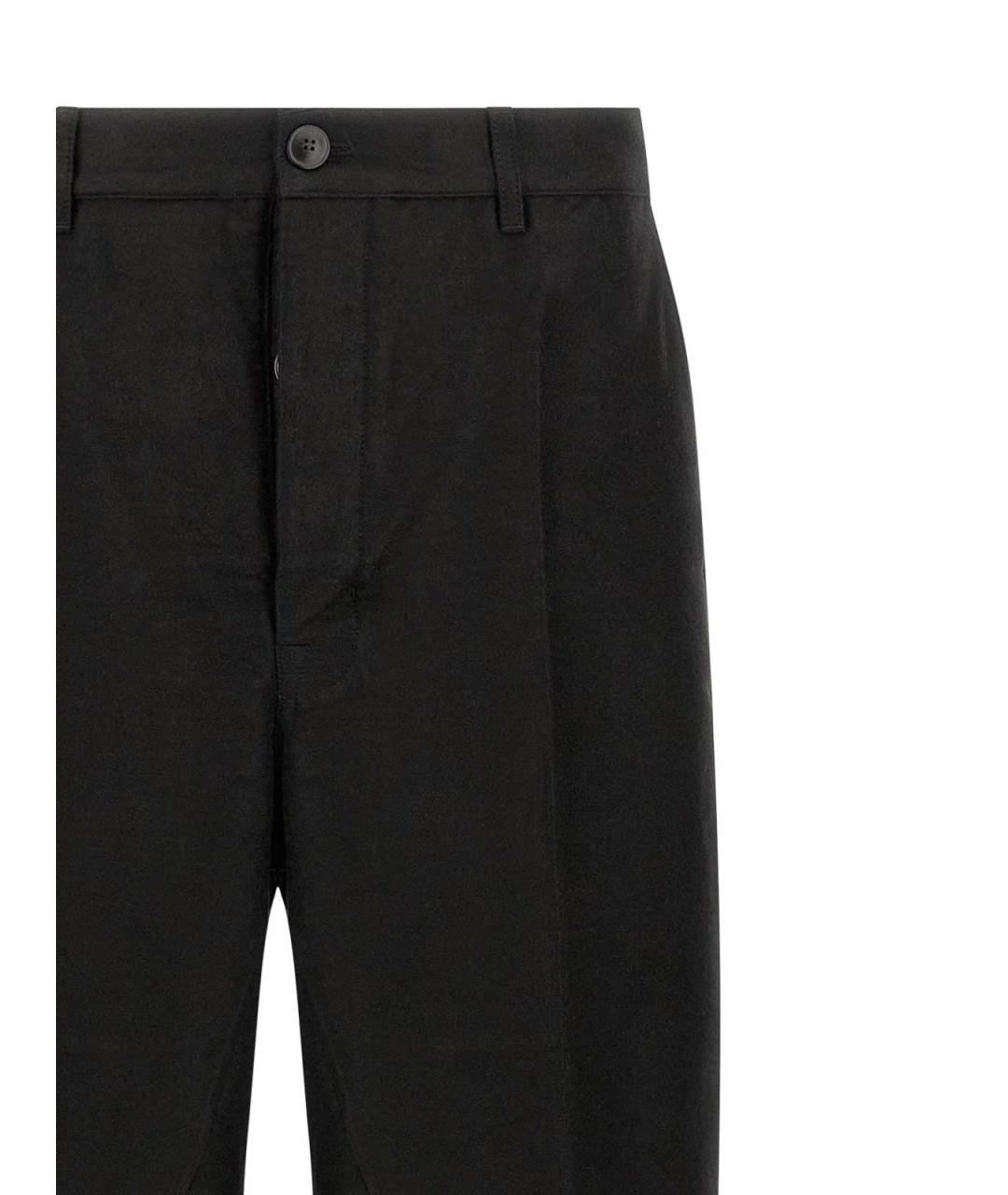 RICK OWENS Черные хлопковые повседневные брюки, фото 3