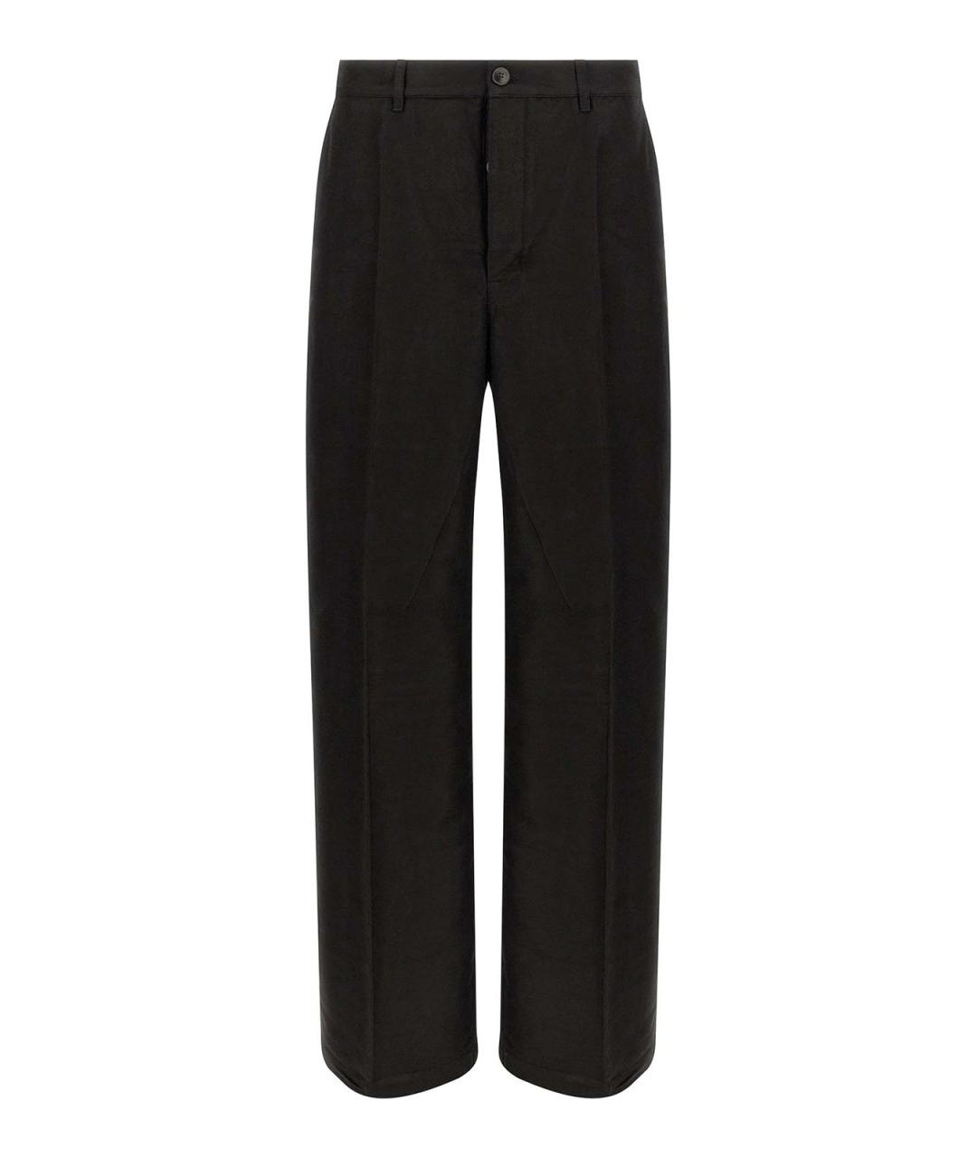 RICK OWENS Черные хлопковые повседневные брюки, фото 1
