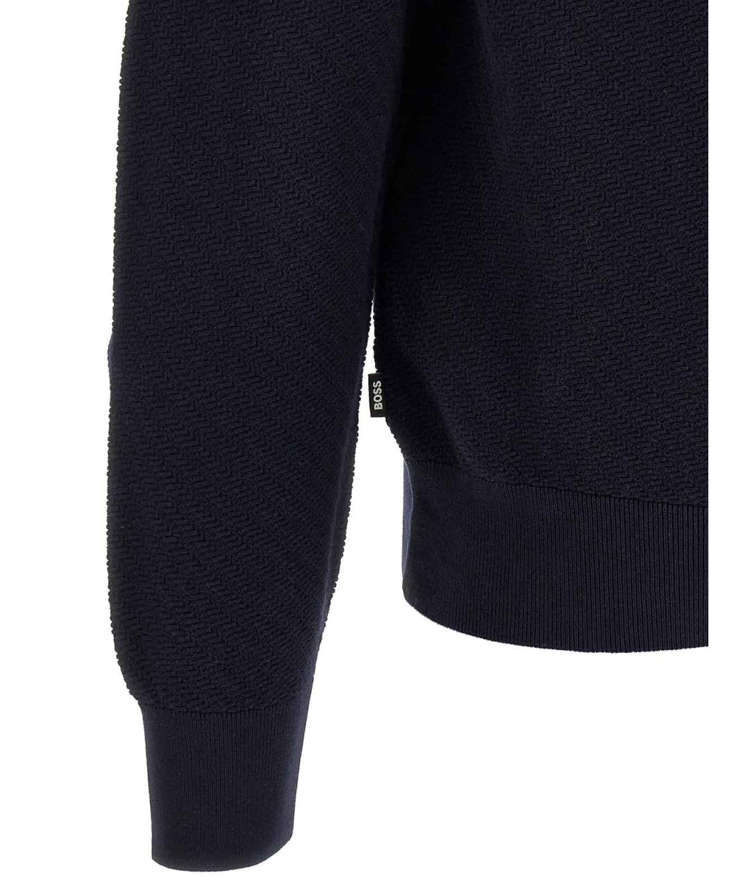 HUGO BOSS Синее хлопковое поло с длинным рукавом, фото 4