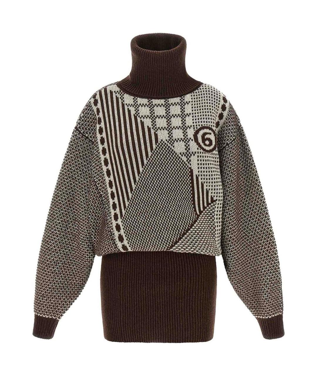 MM6 MAISON MARGIELA Коричневое шерстяное повседневное платье, фото 1