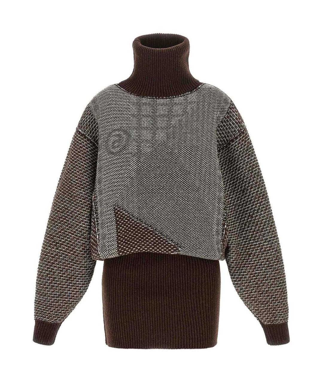 MM6 MAISON MARGIELA Коричневое шерстяное повседневное платье, фото 2