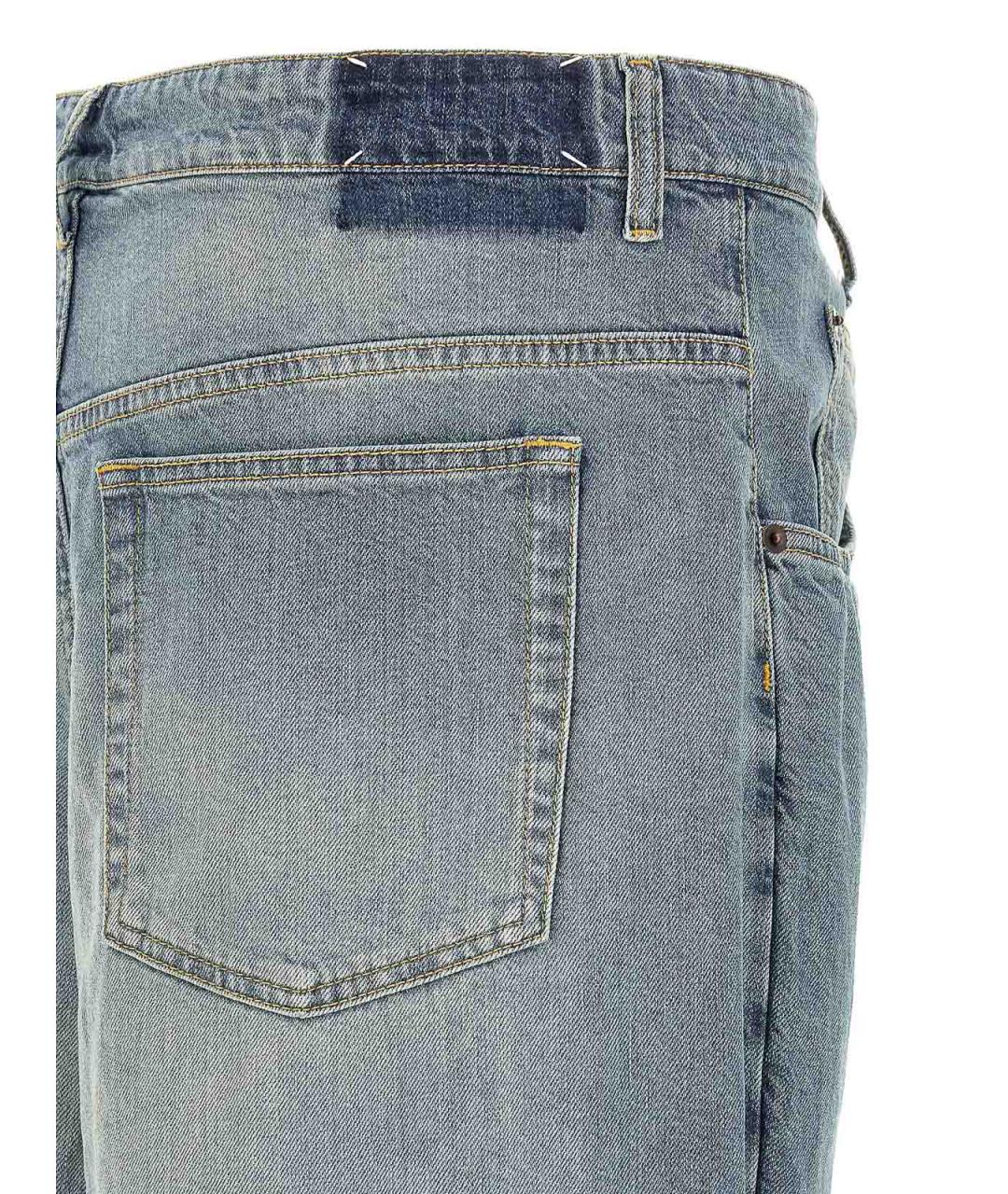 MAISON MARGIELA Голубые хлопковые прямые джинсы, фото 4