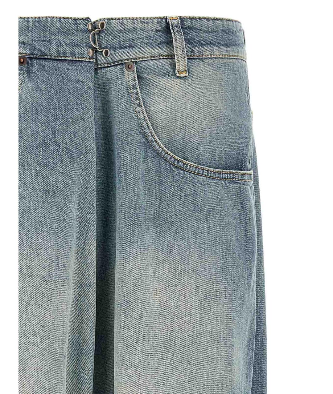 MAISON MARGIELA Голубые хлопковые прямые джинсы, фото 3
