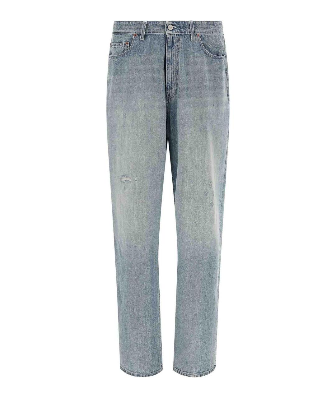 MM6 MAISON MARGIELA Синие хлопковые прямые джинсы, фото 1