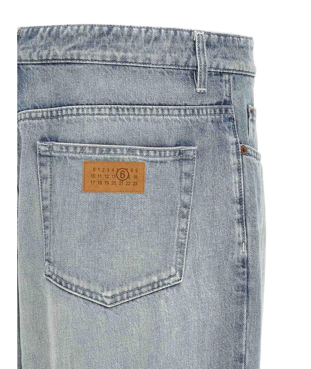 MM6 MAISON MARGIELA Синие хлопковые прямые джинсы, фото 4
