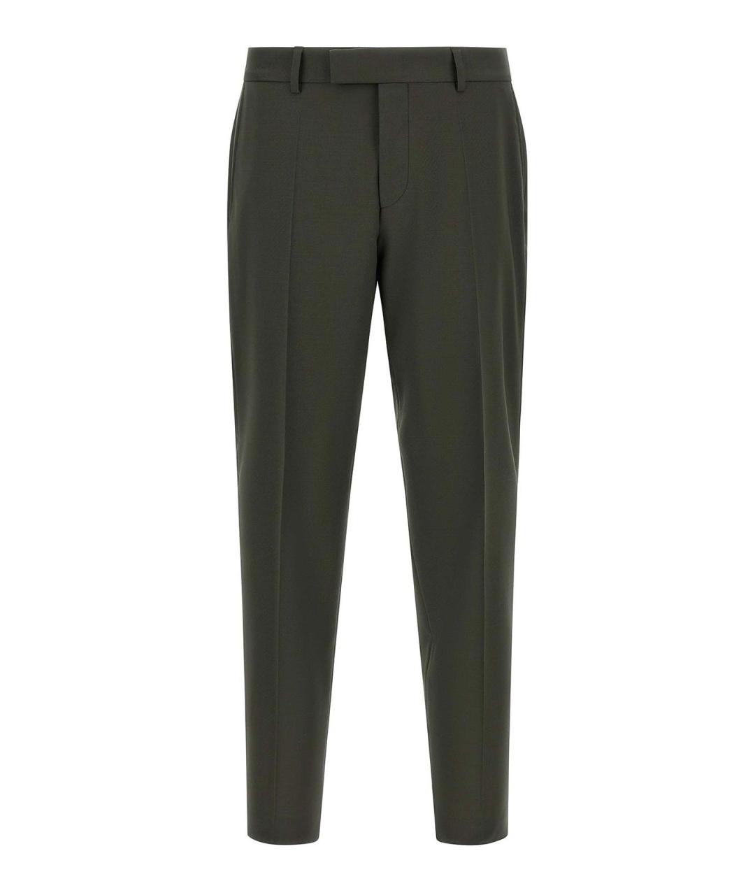 HUGO BOSS Зеленые шерстяные повседневные брюки, фото 1