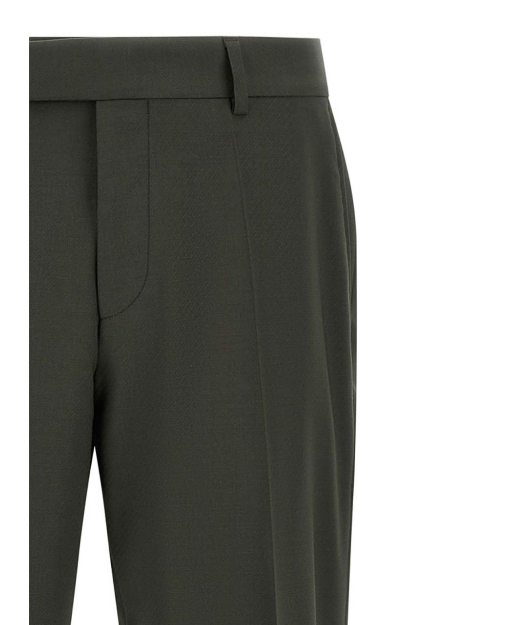 HUGO BOSS Зеленые шерстяные повседневные брюки, фото 3