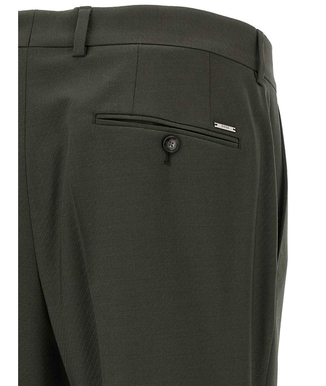 HUGO BOSS Зеленые шерстяные повседневные брюки, фото 4