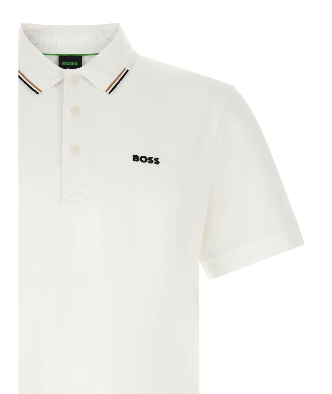 HUGO BOSS Белое хлопковое поло с коротким рукавом, фото 3