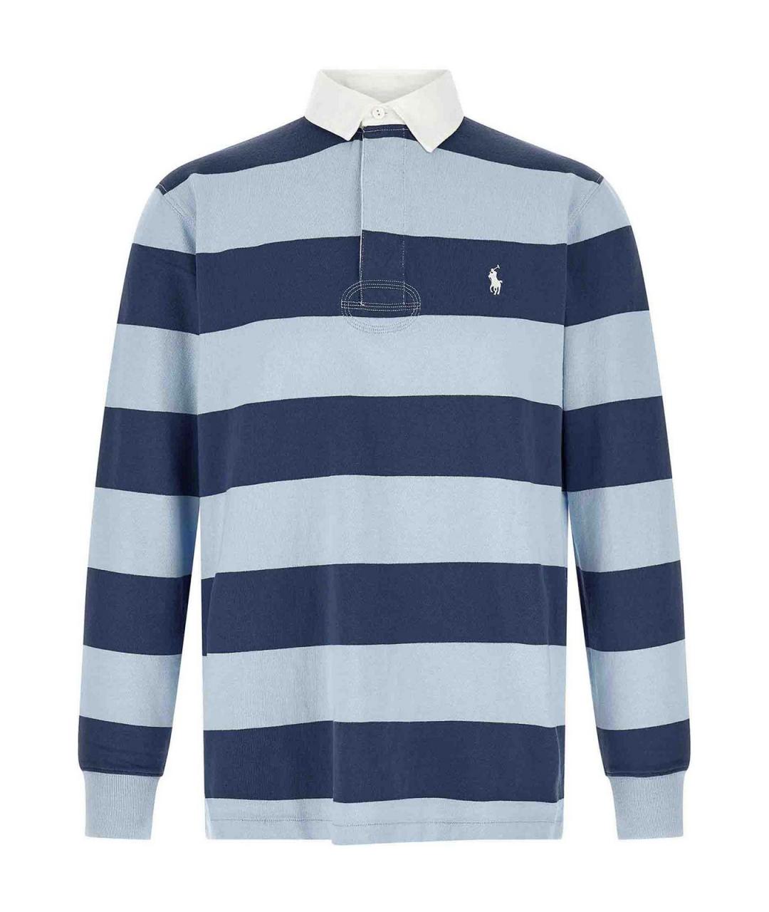 POLO RALPH LAUREN Синее хлопковое поло с длинным рукавом, фото 1