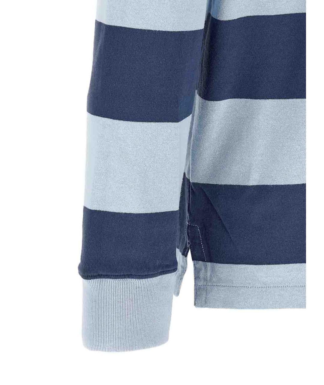 POLO RALPH LAUREN Синее хлопковое поло с длинным рукавом, фото 4