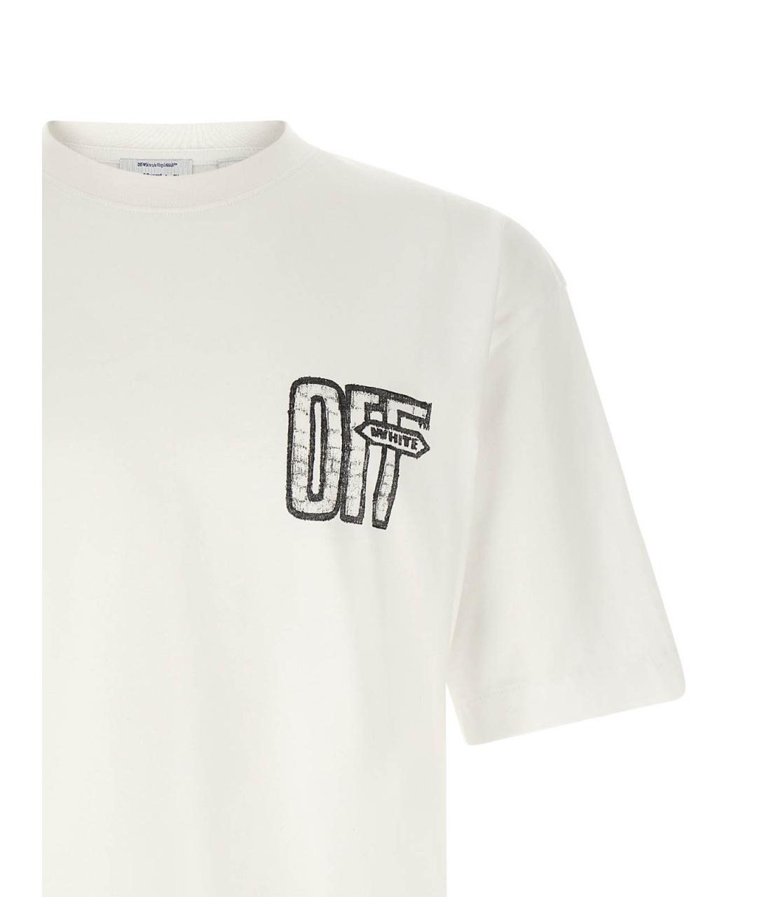 OFF-WHITE Белая хлопковая футболка, фото 3