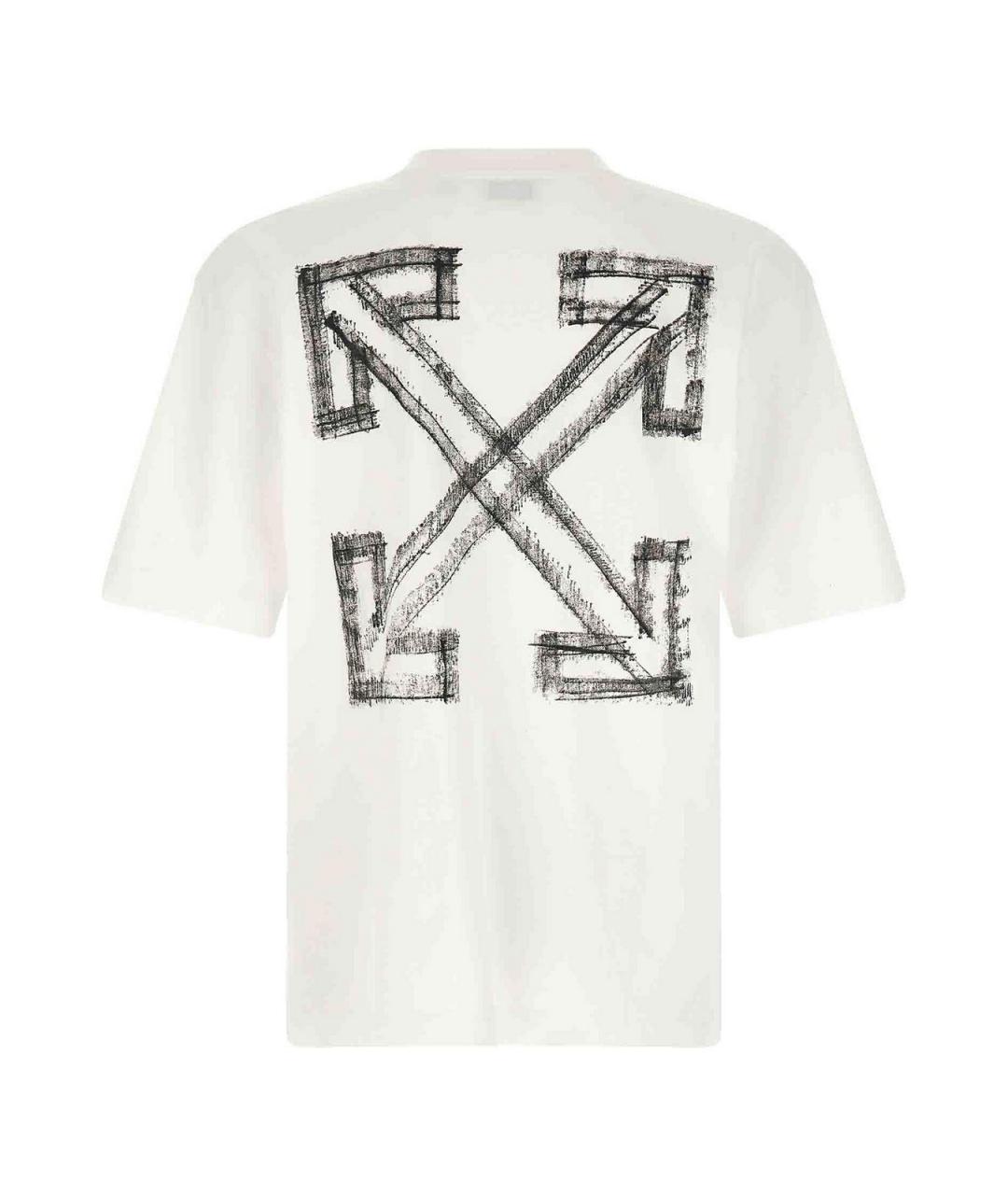 OFF-WHITE Белая хлопковая футболка, фото 2