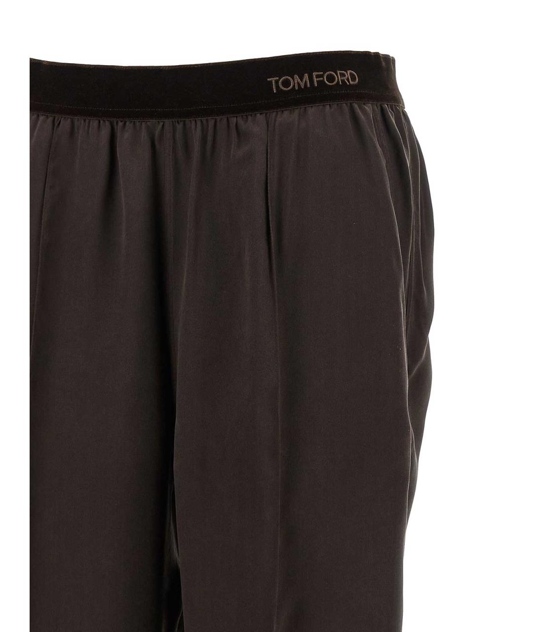 TOM FORD Коричневые шелковые брюки широкие, фото 3