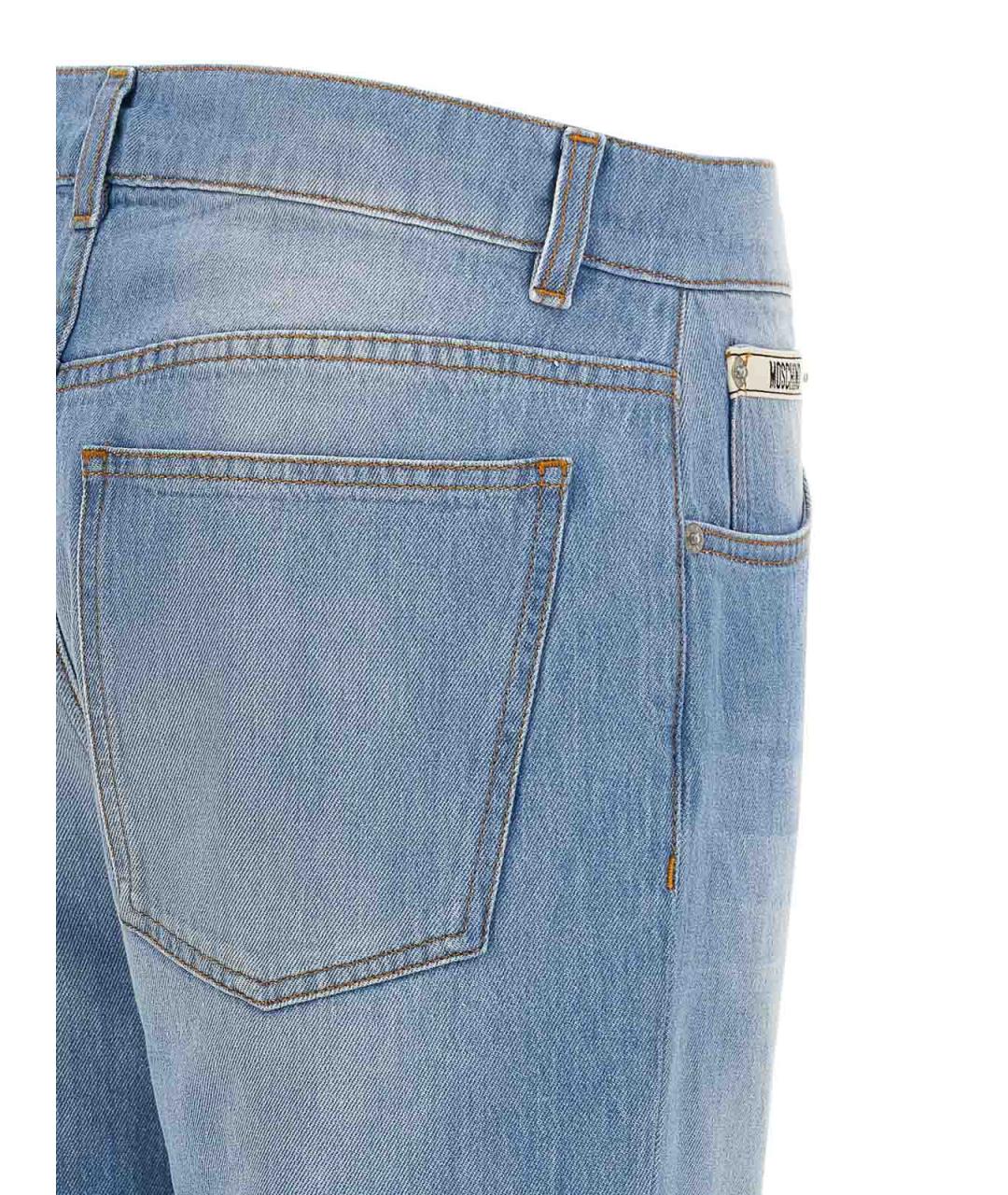 MOSCHINO Голубые хлопковые прямые джинсы, фото 4