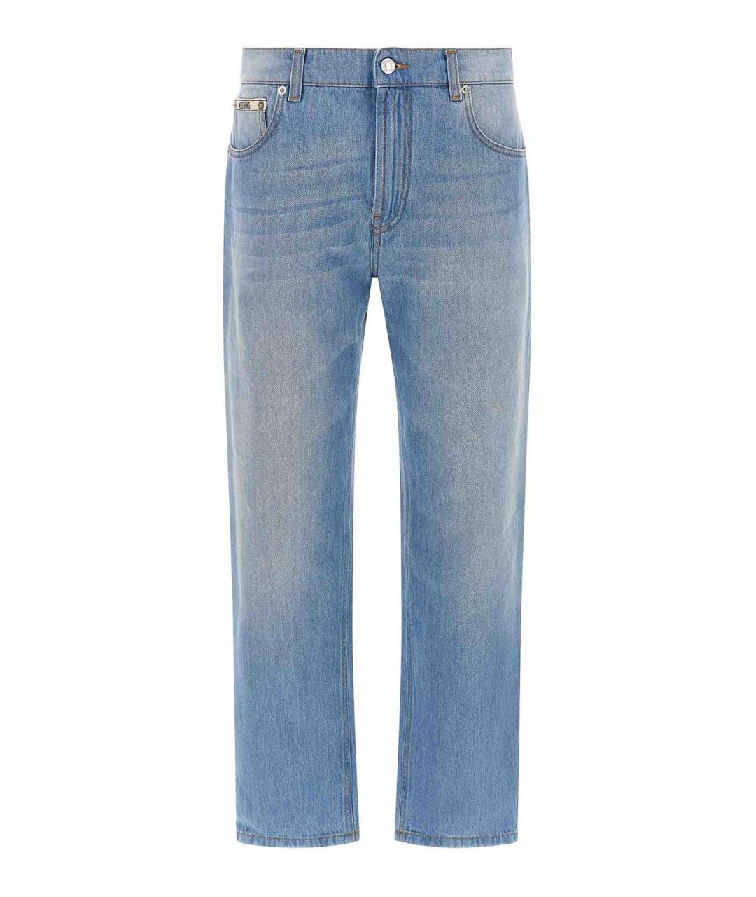 MOSCHINO Голубые хлопковые прямые джинсы, фото 1