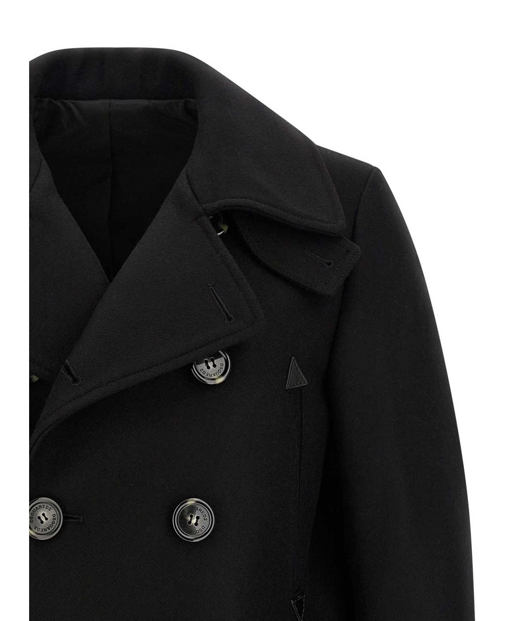 DSQUARED2 Черное шерстяное пальто, фото 4
