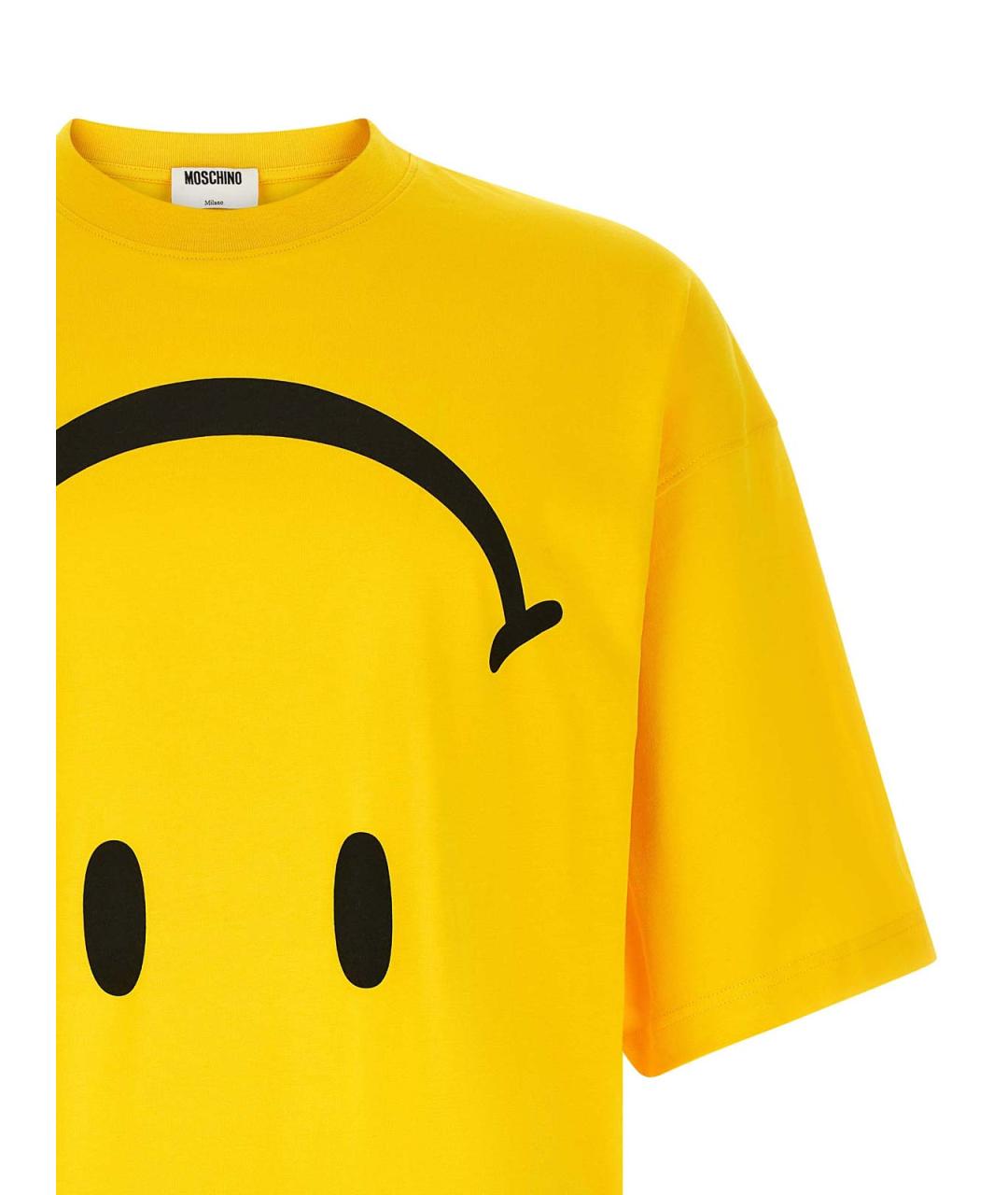MOSCHINO Желтая хлопковая футболка, фото 3
